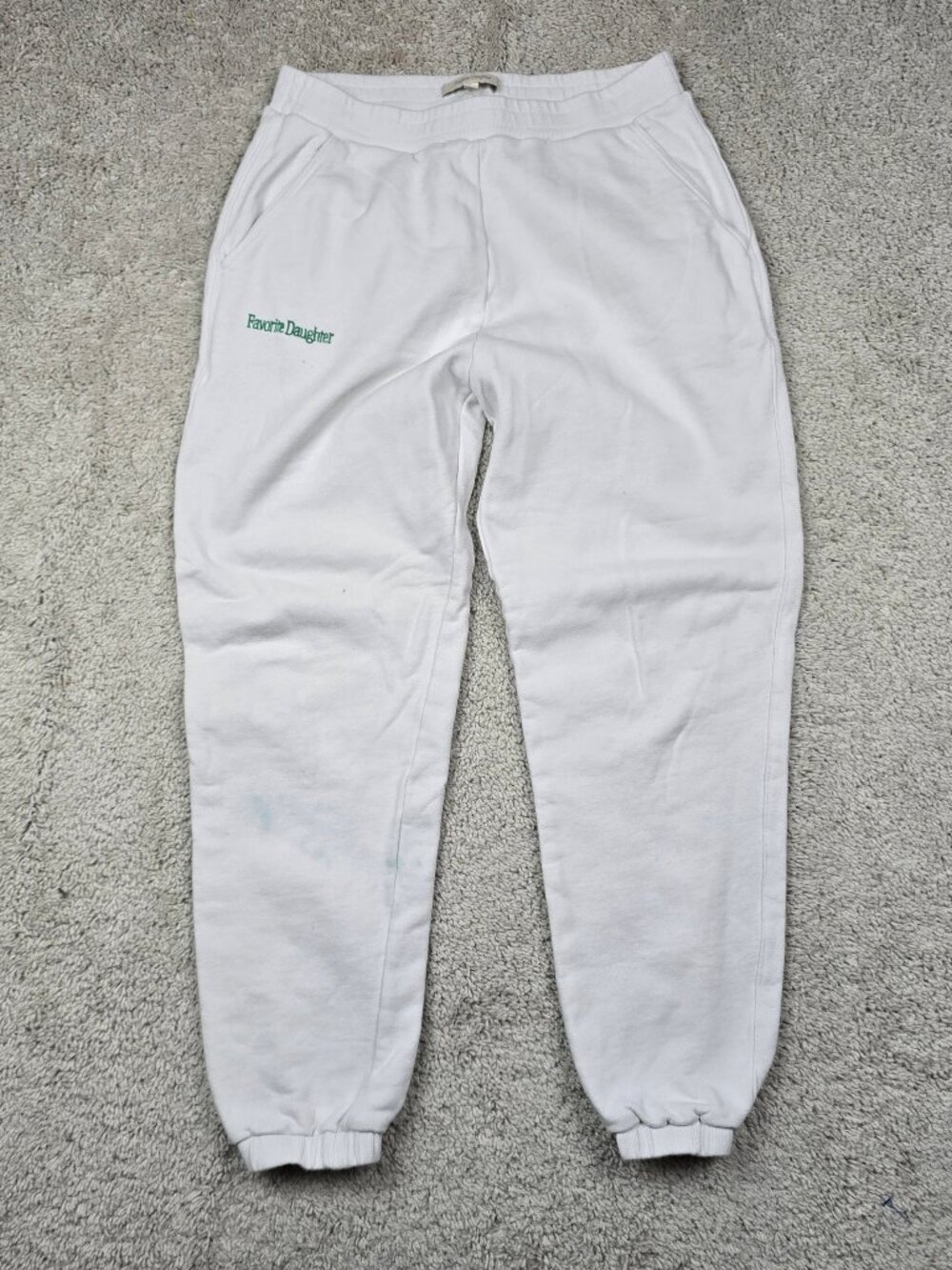 Favorite DaughteR White Sweatpants Joggers White Womens Large BLUE STAIN READ